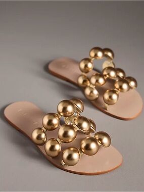 FARM Rio Gold Bead Slide Sandals